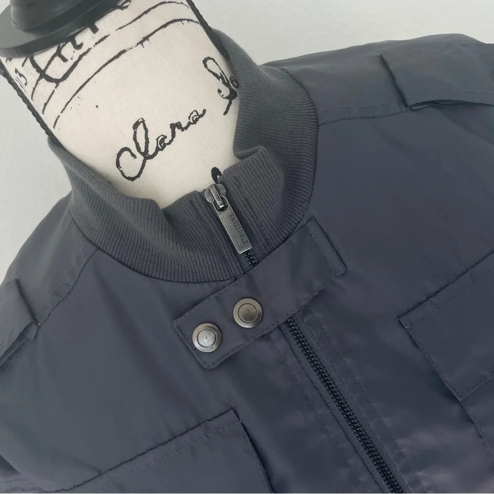 Y2K 90’s Structure Military Jacket Men's Full‎ Zip Charcoal Gray Sz L Normacore